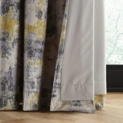 Dunelm Cove Textured Print Ochre Eyelet Curtains -Dunelm Shop 30809403 alt06