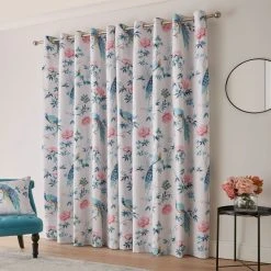 Dunelm Peacock Floral Pink Eyelet Curtains 11 Dunelm Peacock Floral Pink Eyelet Curtains -Dunelm Shop 30810004 alt04