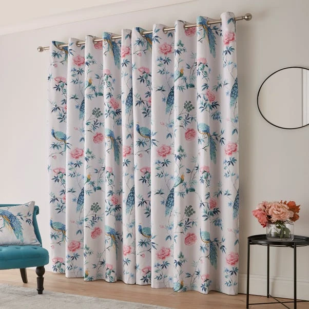 Dunelm Peacock Floral Pink Eyelet Curtains 6 Dunelm Peacock Floral Pink Eyelet Curtains - Image 4