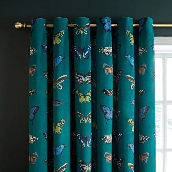 Natural History Museum Butterfly Curator Emerald Eyelet Curtains 3 Natural History Museum Butterfly Curator Emerald Eyelet Curtains