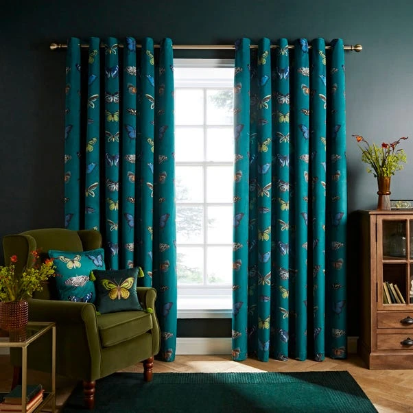 Natural History Museum Butterfly Curator Emerald Eyelet Curtains 4 Natural History Museum Butterfly Curator Emerald Eyelet Curtains - Image 2