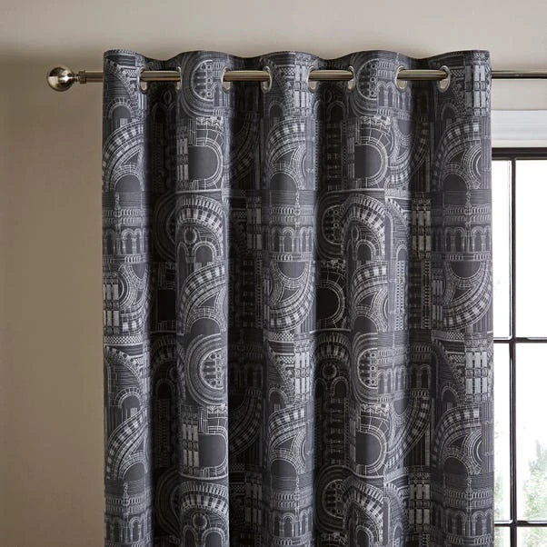 Natural History Museum Waterhouse Charcoal Eyelet Curtains 3 Natural History Museum Waterhouse Charcoal Eyelet Curtains