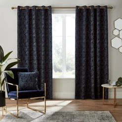 Dunelm Mottled Chenille Navy Eyelet Curtains 8 Dunelm Mottled Chenille Navy Eyelet Curtains -Dunelm Shop 30810044 alt01