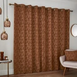 Dunelm Mottled Chenille Rust Eyelet Curtains -Dunelm Shop 30810054 alt04