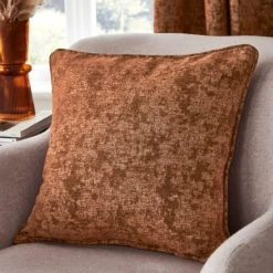 Dunelm Mottled Chenille Rust Eyelet Curtains -Dunelm Shop 30810054 alt07