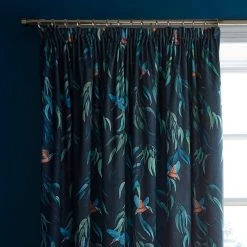 Natural History Museum Kingfisher Peacock Pencil Pleat Curtains