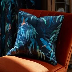 Natural History Museum Kingfisher Peacock Pencil Pleat Curtains -Dunelm Shop 30810079 alt07