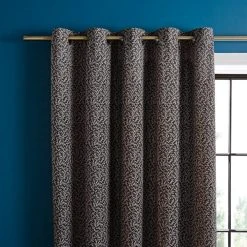 Natural History Museum Ditsy Coral Monochrome Eyelet Curtains