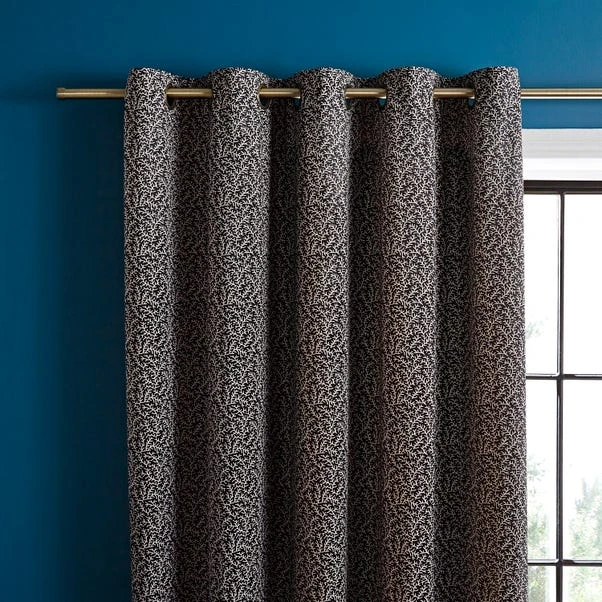 Natural History Museum Ditsy Coral Monochrome Eyelet Curtains 3 Natural History Museum Ditsy Coral Monochrome Eyelet Curtains