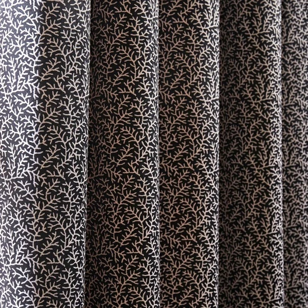 Natural History Museum Ditsy Coral Monochrome Eyelet Curtains 5 Natural History Museum Ditsy Coral Monochrome Eyelet Curtains - Image 3