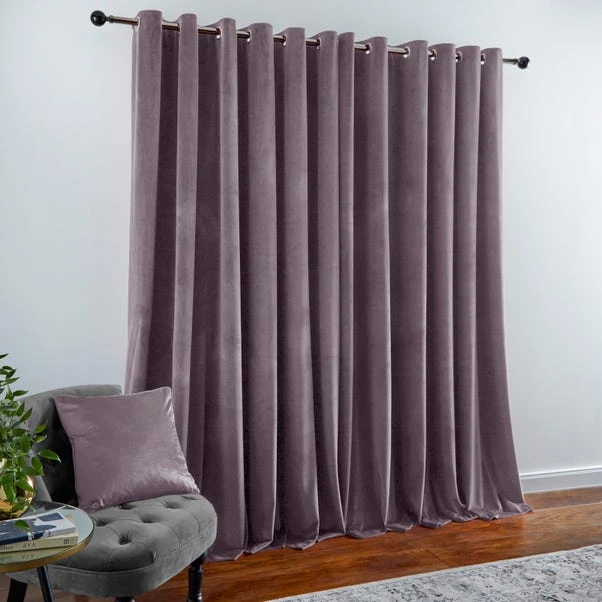 Dunelm Recycled Velour Eyelet Curtains Thistle 6 Dunelm Recycled Velour Eyelet Curtains Thistle - Image 4