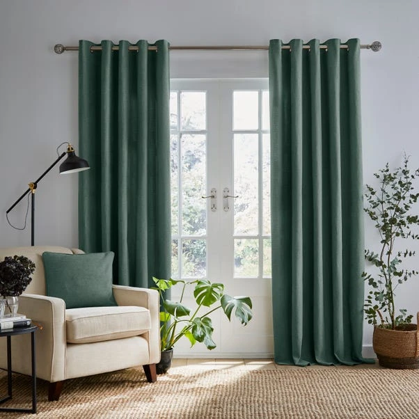 Dunelm Wynter Thermal Eyelet Curtains Forest Green 4 Dunelm Wynter Thermal Eyelet Curtains Forest Green - Image 2
