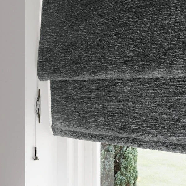 Dunelm Textured Chenille Graphite Roman Blind 4 Dunelm Textured Chenille Graphite Roman Blind - Image 2