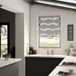 Dunelm Wave Day & Night Dove Grey Roller Blind