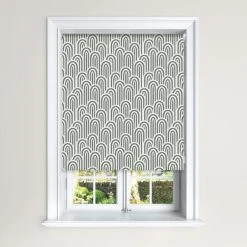 Dunelm Abstract Arches Blackout Roller Blind Green White
