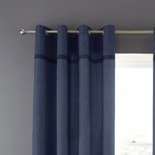Catherine Lansfield Melville Navy Woven Eyelet Curtains 3 Catherine Lansfield Melville Navy Woven Eyelet Curtains