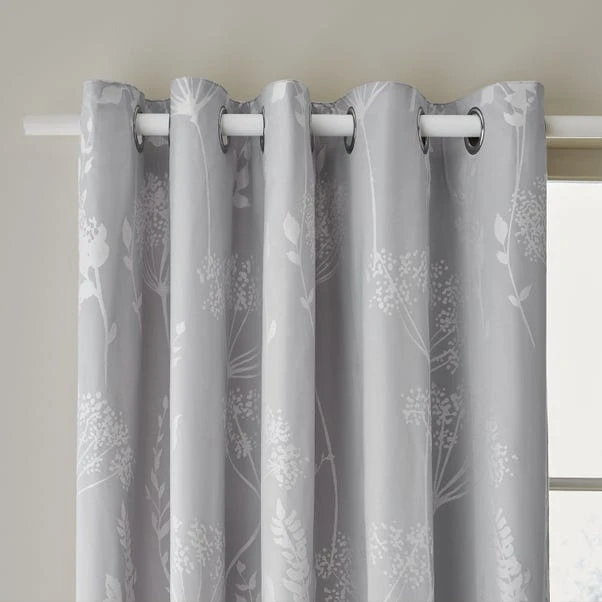 Catherine Lansfield Meadowsweet Floral Silver Eyelet Curtains 3 Catherine Lansfield Meadowsweet Floral Silver Eyelet Curtains
