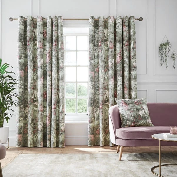 Hyperion Interiors Athena Floral Green Eyelet Curtains 3 Hyperion Interiors Athena Floral Green Eyelet Curtains