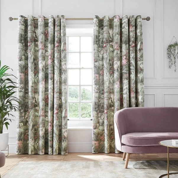 Hyperion Interiors Athena Floral Green Eyelet Curtains 4 Hyperion Interiors Athena Floral Green Eyelet Curtains - Image 2